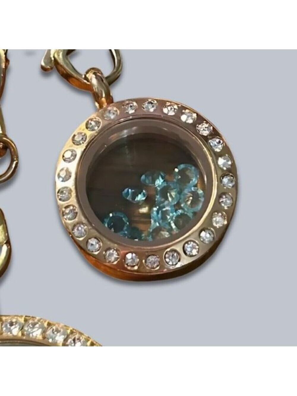 Authentic Origami Owl Butterfly Accent Charm Necklace Dangle Locket Gold/Blue OS - Picture 2 of 6